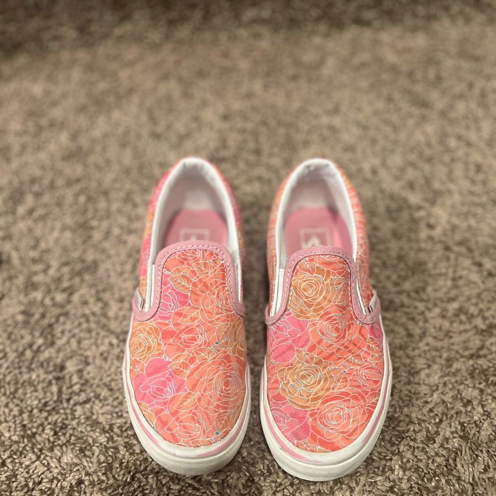 Floral Slip-On Kids Shoes - Pink and Orange